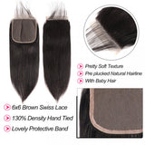 Straight Virgin Hair 6x6 Transparent Lace Closure 14-20Inch