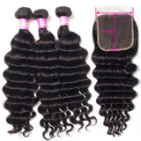 High Quality 5x5 Loose Deep Wave Closure with 3 PCS Brazilian Bundles
