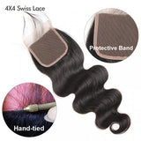 Brazilian Body Wave Virgin Hair 4x4 Transparent Lace Closure