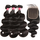 3pcs Body Wave Bundles with 5x5 Closure Remy Human Hair Weave with Closure