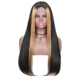 Long Highlight Straight Remy Hair Lace Front Wigs For Black Women