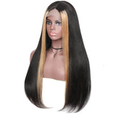 Long Highlight Straight Remy Hair Lace Front Wigs For Black Women