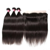 Straight 3pcs Bundles with 13x4 Frontal Remy Human Hair Weave with Frontal