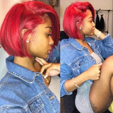 Red Straight Bob Lace Front Wigs 100% Virgin Human Hair For Black Women