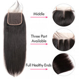 Peruvian Straight Virgin Hair 4x4 Transparent Lace Closure