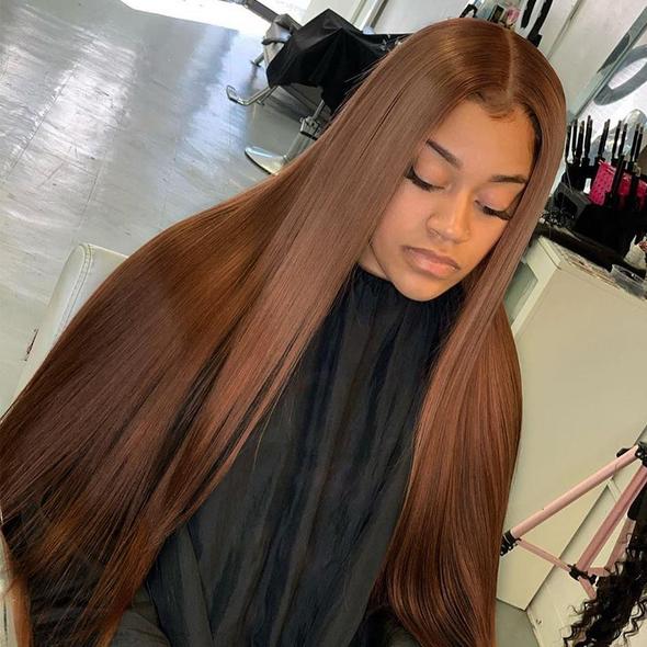 Warm Look Friendly Warm Brown Silky Straight Lace Frontal Wig