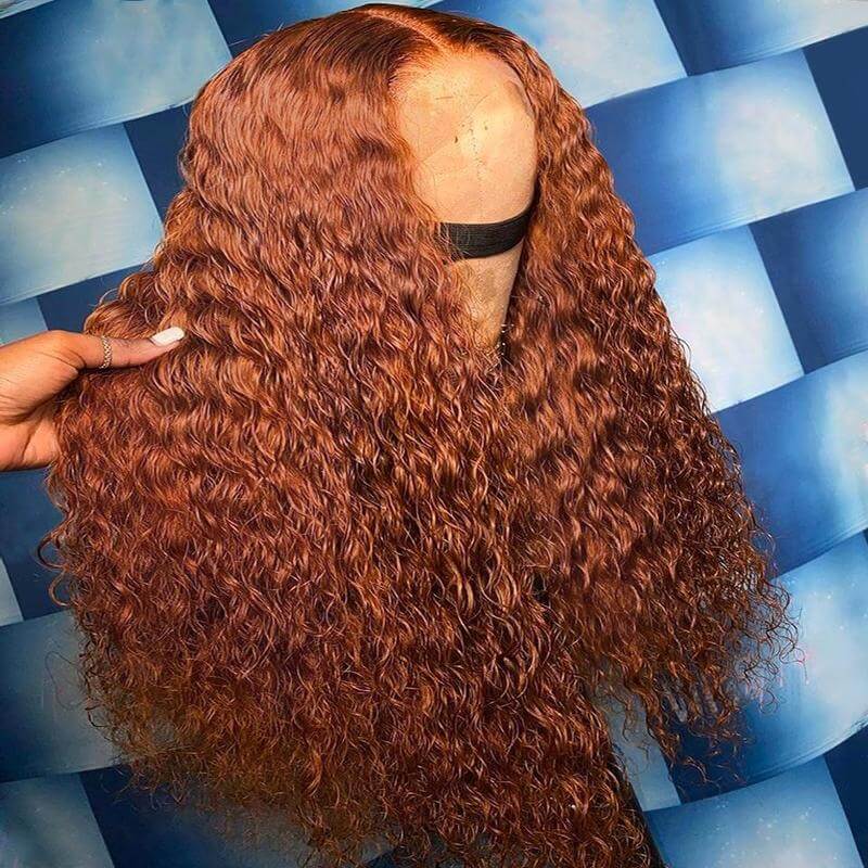 Ginger Orange Romantic Wave Lace Front Wigs 100% Human Hair Curly Wigs