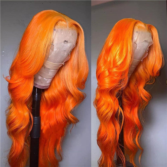 Luxurious Orange Body Wave Lace Front Wigs 100% Virgin Human Hair Wigs