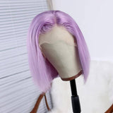 Lavender Purple Cute Bob Lace Front Wigs 100% Virgin Human Hair Wigs