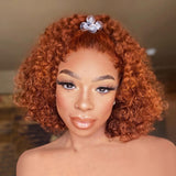 Ginger Curly Orange Lace Front Wigs 100% Virgin Human Hair Wigs with Baby Hair