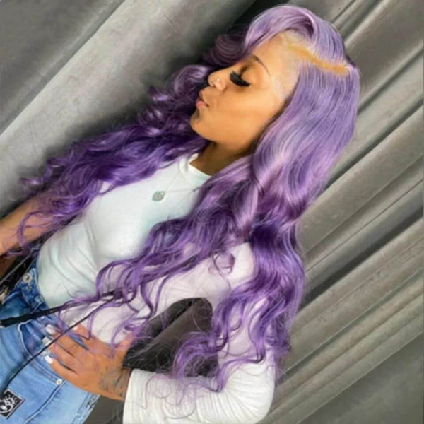 Lavender Purple Deep Wave Lace Front Wigs Virgin Hair with Baby Hair