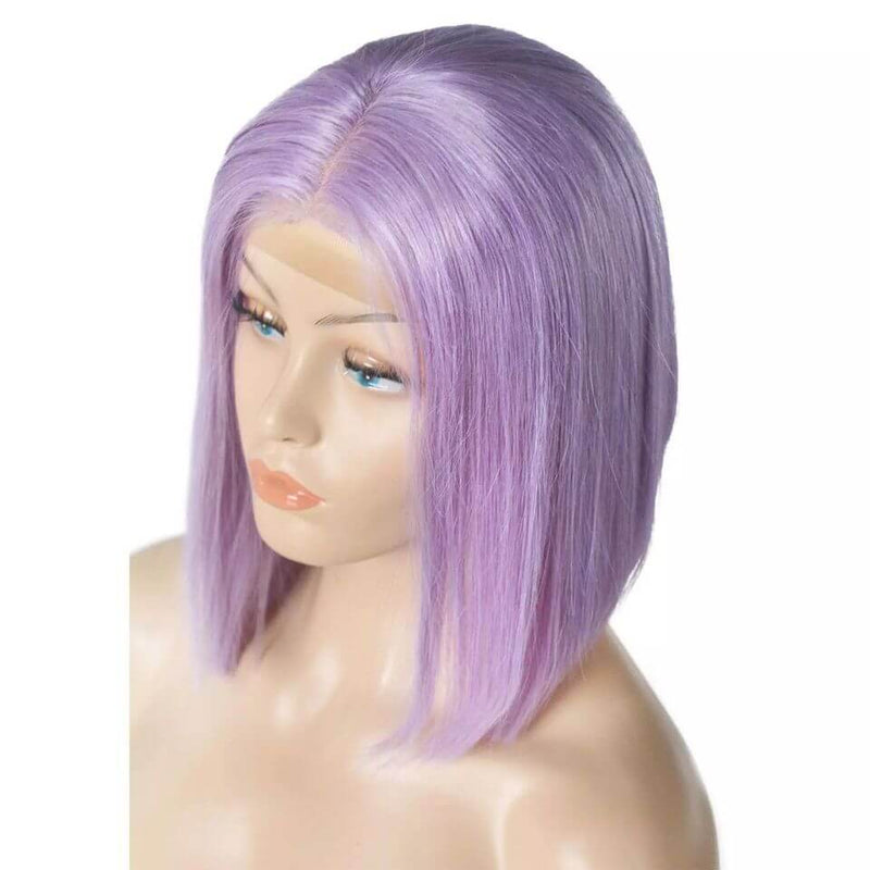 Luxurious Lavender Purple Short Bob Lace Front Wigs 100% Virgin Human Hair Wigs