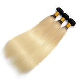 Ombre 1B/613 Blonde Straight 4x4 Closure with 3 PCS Top Quality Bundles