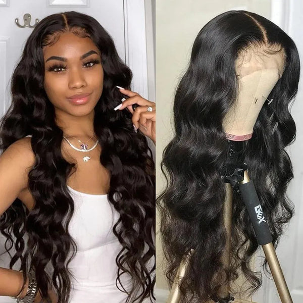 Silk Body Wave 100% Virgin Human Hair 180% Density Transparent Lace Front Wigs