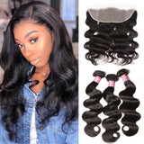 Body Wave 3pcs Bundles with 13x4 Frontal Remy Human Hair Weave with Frontal