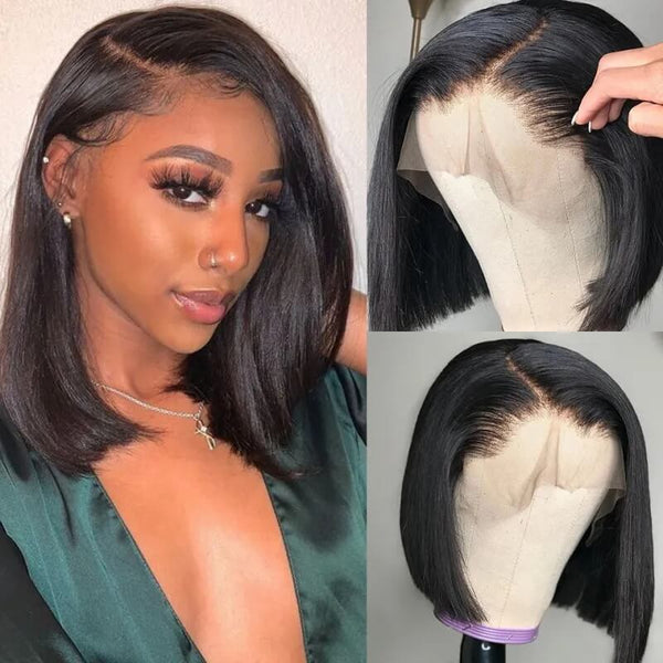 Straight Bob Lace Front Wigs 100% Virgin Human Hair for Black Women