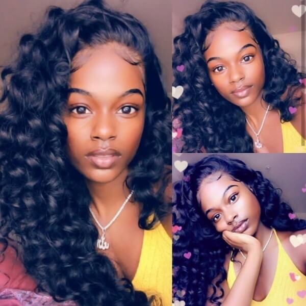 Loose Deep Wave Virgin Human Hair Wig Transparent Lace Front Wigs