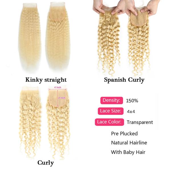 613 Blonde 4X4 Transparent Lace Closure