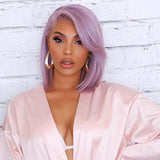 Lavender Purple Short Bob Lace Front Wigs 12A Virgin Human Hair Wigs