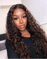 Highlight Curly Water Wave 100% Virgin Human Hair Lace Front Wigs