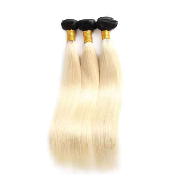 3pcs 1B/613 Blonde Bundles Straight Virgin Hair Weave 3 Bundle Deals