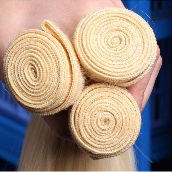 613 Blonde Straight Human Hair Brazilian Virgin Hair 3PCS