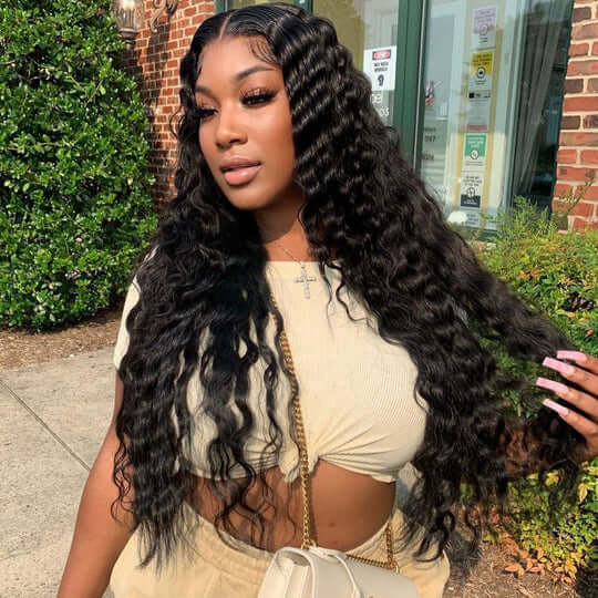 Affordable 20-30inch 150% Density Deep Wave 13x4 Lace Front Wigs with Baby Hair
