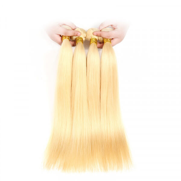 613 Blonde Virgin Hair Weave Straight 4 Bundles Deals High Quality Extensions