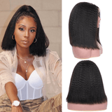 Kinky Straight Bob 12A Virgin Hair 180% Density Lace Front Wigs with Baby Hair