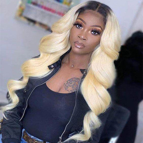 1b/613 Blonde Body Wave Glueless Lace Front Wig 100% Virgin Human Hair