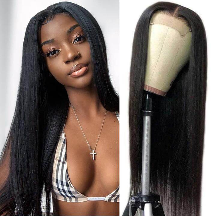 Straight 13x6 Lace Front 100% Virgin Human Hair Wig Pre-Pluceked with Baby Hair