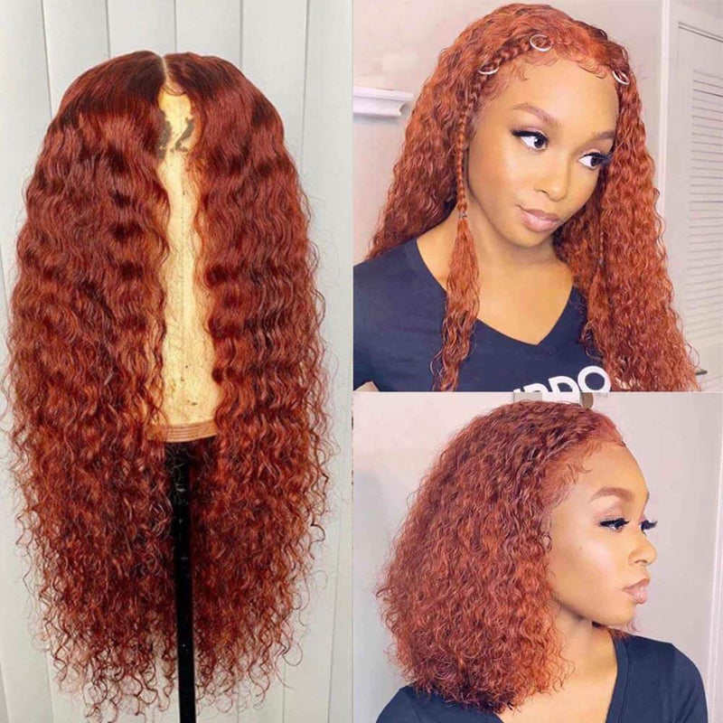 Orange Curly Lace Front Wigs 100% Virgin Human Hair Ginger Wigs with Baby Hair