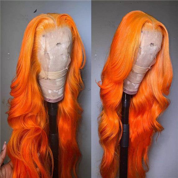 Luxurious Orange Body Wave Lace Front Wigs 100% Virgin Human Hair Wigs