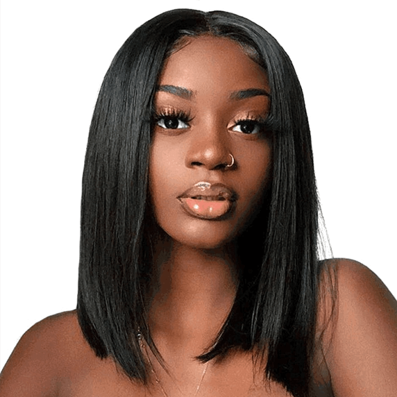 Silk Straight Bob Transparent Lace Front Wigs 100% Virgin Human Hair