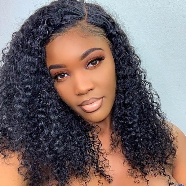 Curly Bob 100% Virgin Human Hair Lace Front Wigs For Black Women