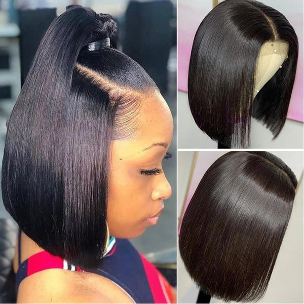 Straight Bob 13x6 Lace Front 100% Virgin Human Hair Wig Pre-Pluceked