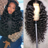 Loose Wave Remy Hair 200% Density Transparent Lace Front Human Hair Wigs