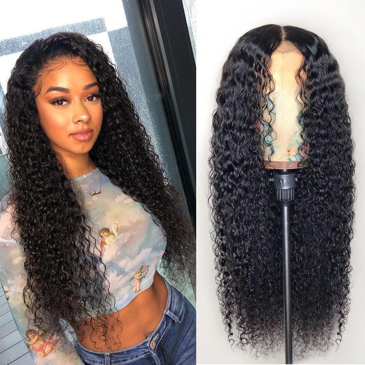 Curly Virgin Hair 200% Density Transparent Lace Front Human Hair Wigs