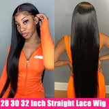 Straight Long Silk Virgin Hair 180% Density Transparent Lace Front Wigs