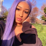 Lavender Purple Straight Lace Front Wigs 100% Virgin Human Hair with Baby Hair