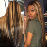 Beyonce Style Honey Piano Highlights Straight Lace Frontal Wig