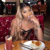 Kash Doll Style Black Roots Honey Brown Ombre Loose Wave Lace Frontal Wig