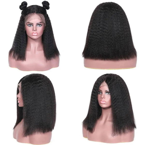 Kinky Straight 12A Virgin Hair 180% Density Lace Front Wigs with Baby Hair
