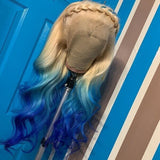 Ombre Blonde&Blue Body Wave Lace Front Wigs 100% Virgin Human Hair