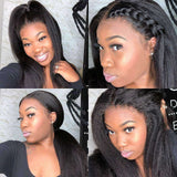 Kinky Straight Bob 12A Virgin Hair 180% Density Lace Front Wigs with Baby Hair