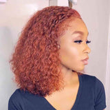 Orange Curly Lace Front Wigs 100% Virgin Human Hair Ginger Wigs with Baby Hair