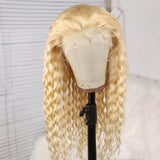 100% Virgin Human Hair Pure 613 Blonde Curly Lace Front Wigs with Baby Hair