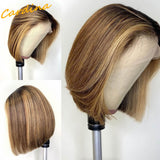 Straight Highlight Short Bob Ombre Lace Front Wigs 100% Virgin Human Hair