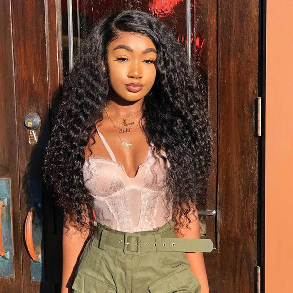 Curly 13x6 Lace Front 100% Virgin Human Hair Wig Pre-Pluceked with Baby Hair