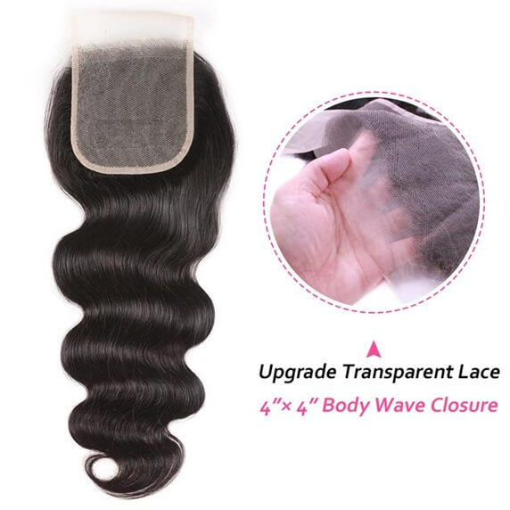 Body Wave 3pcs Bundles with 4x4 Closure Remy Human Hair Weave with Closure